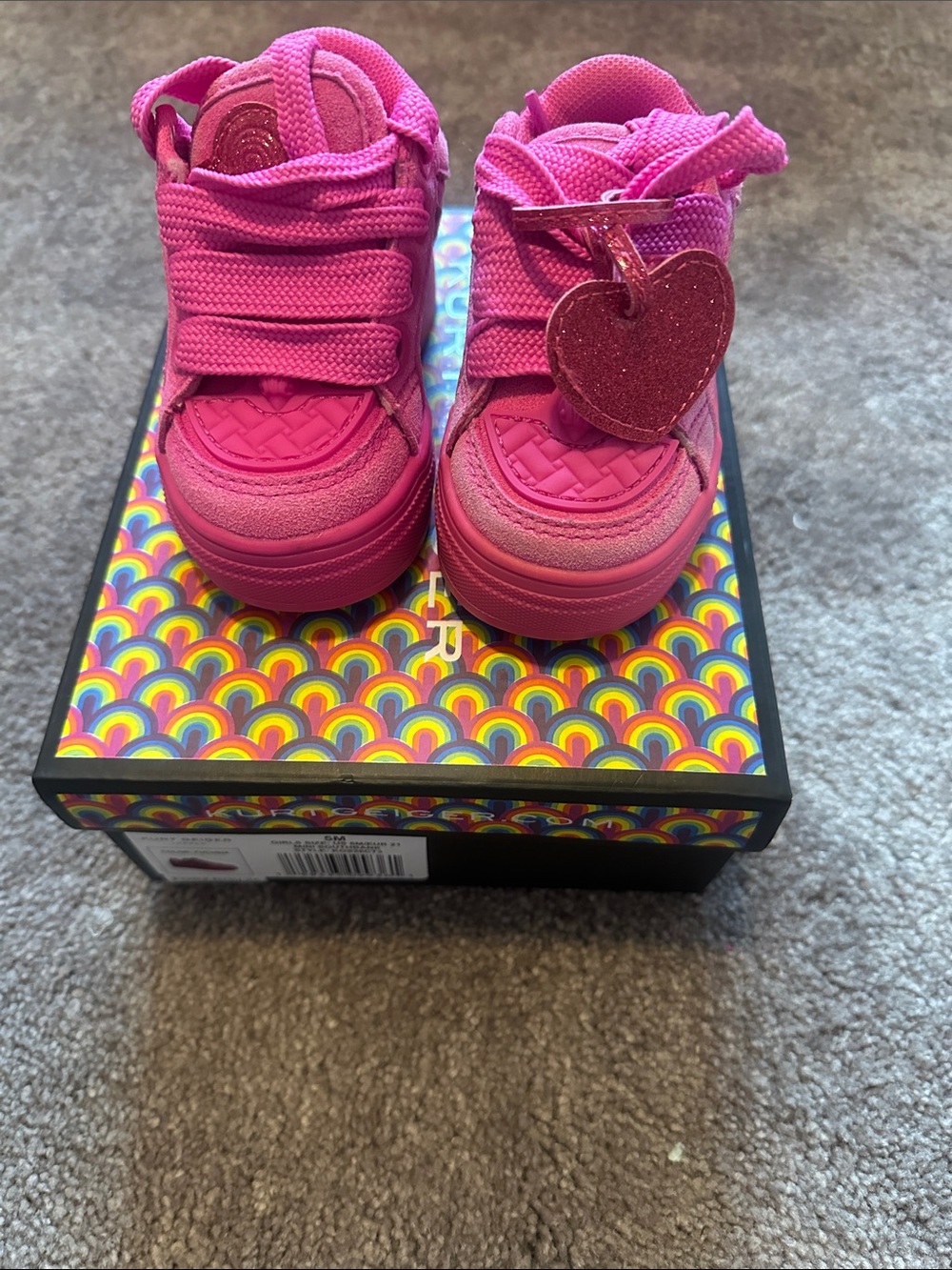 Kurt Geiger Bright Pink Kids' Heart Charm Sneakers